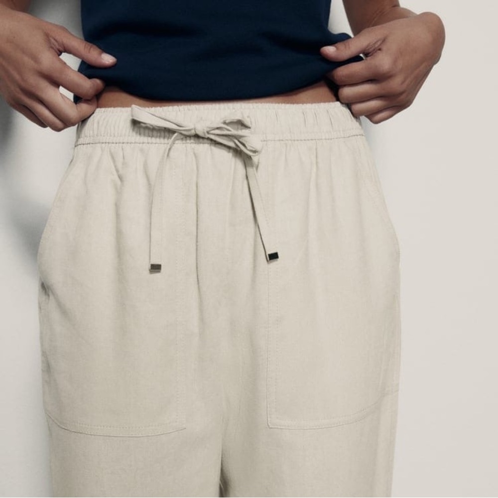 Zara Relaxed Fit Linen-Blend Pants Sz. Small - Picture 5 of 11